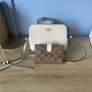 Coach Cream and Tan Crossbody Bag Set